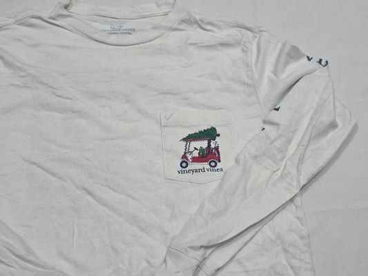 Playera Vineyard Vines Chico S Blanca Carrito Golf Navidad