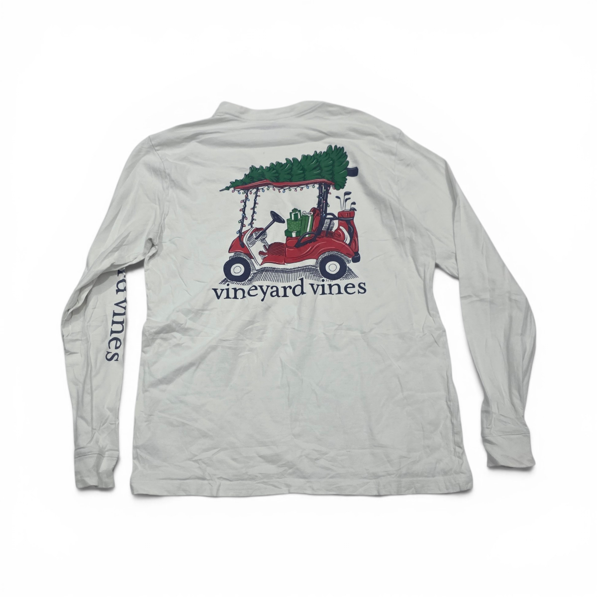 Playera Vineyard Vines Chico S Blanca Carrito Golf Navidad