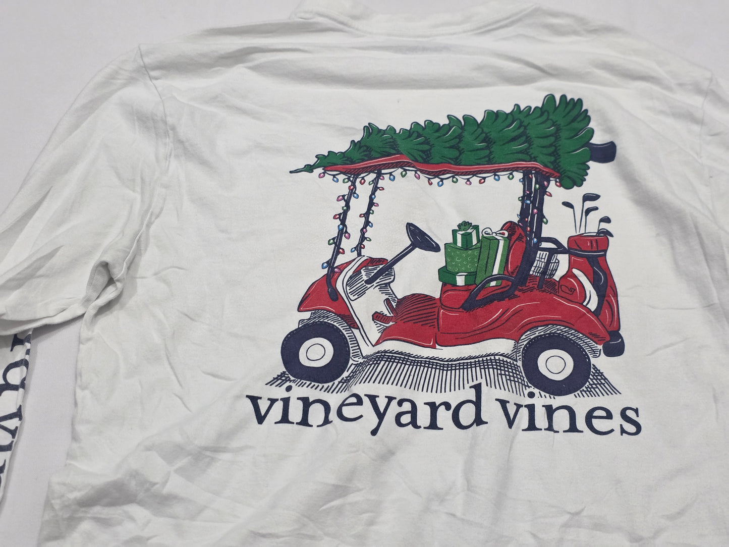 Playera Vineyard Vines Chico S Blanca Carrito Golf Navidad