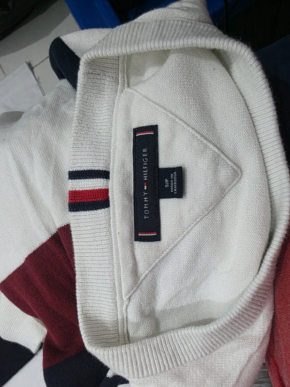 Sueter Tommy Hilfiger Chico S Blanco, Azul Y Vino