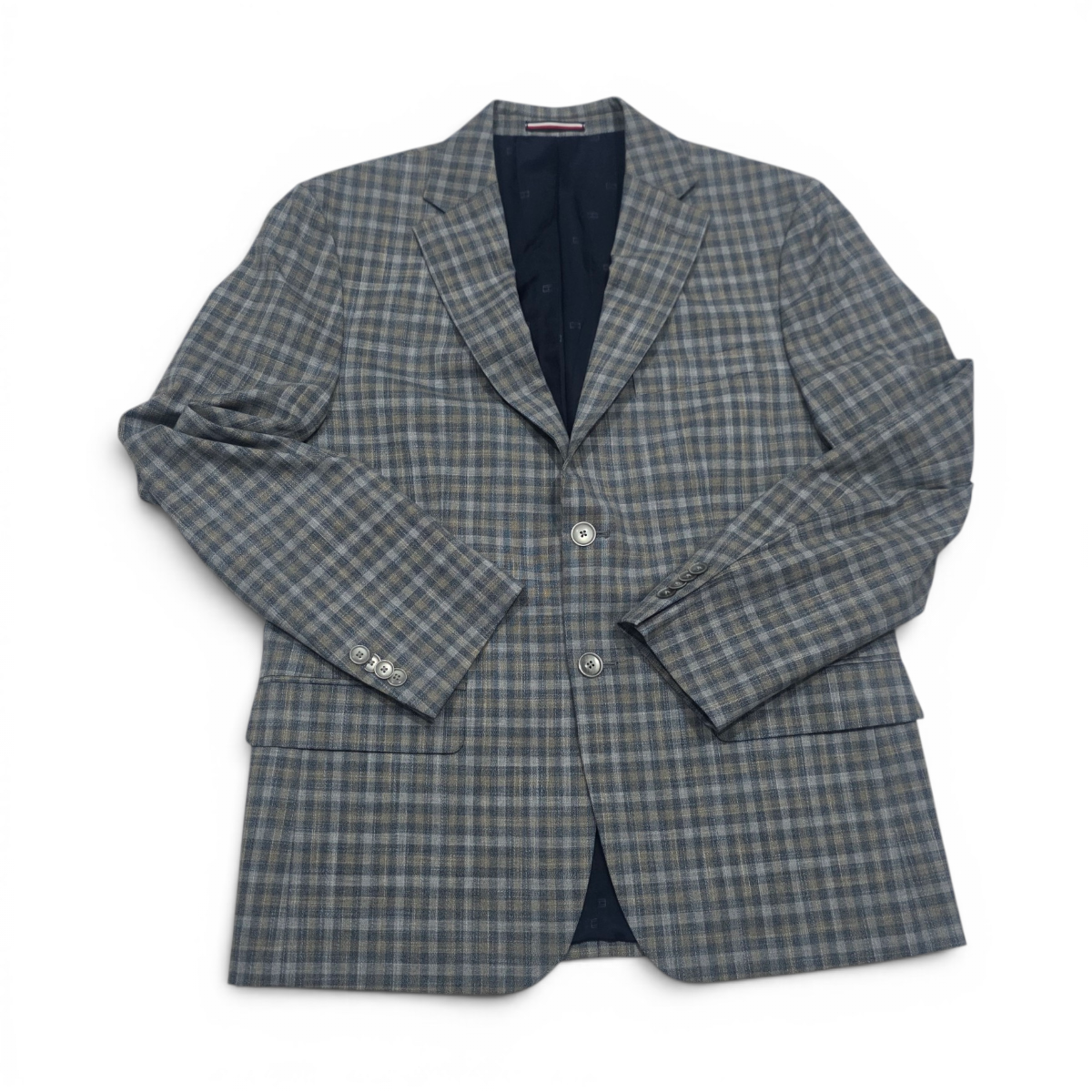 Saco Tommy Hilfiger 40s Cuadro Gris Y Cafe
