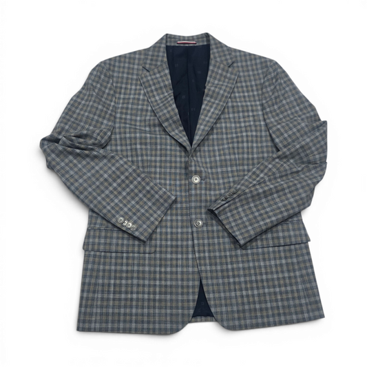 Saco Tommy Hilfiger 40s Cuadro Gris Y Cafe