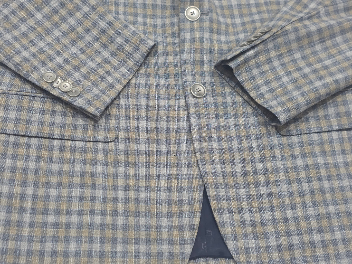 Saco Tommy Hilfiger 40s Cuadro Gris Y Cafe