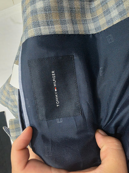 Saco Tommy Hilfiger 40s Cuadro Gris Y Cafe