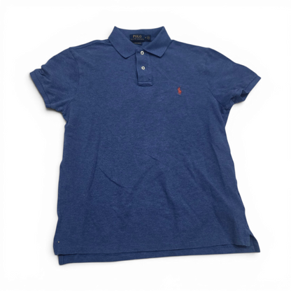 Playera Polo Custom Ralph Lauren Mediana Azul Pony Naranja