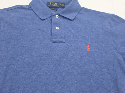 Playera Polo Custom Ralph Lauren Mediana Azul Pony Naranja