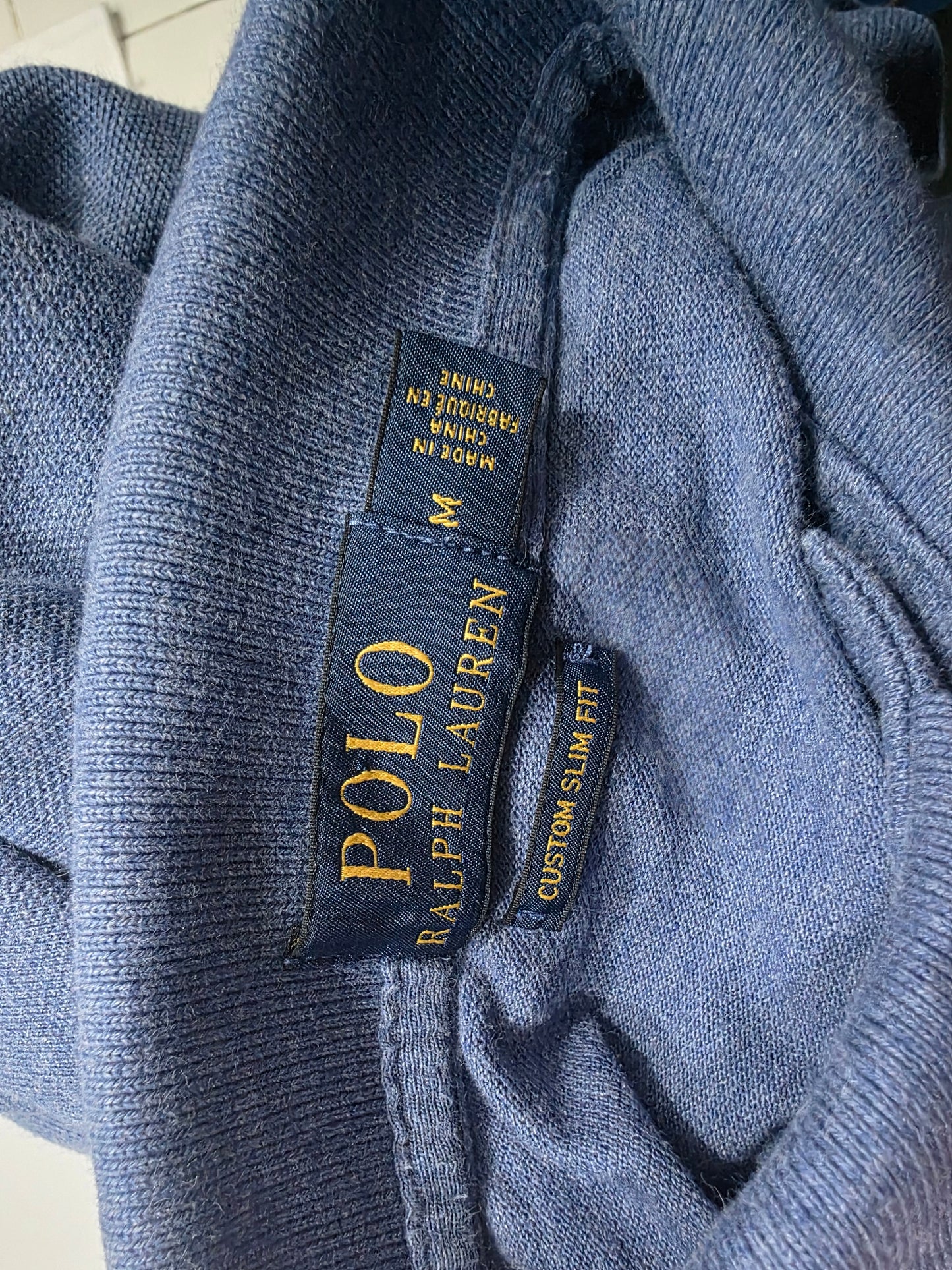 Playera Polo Custom Ralph Lauren Mediana Azul Pony Naranja