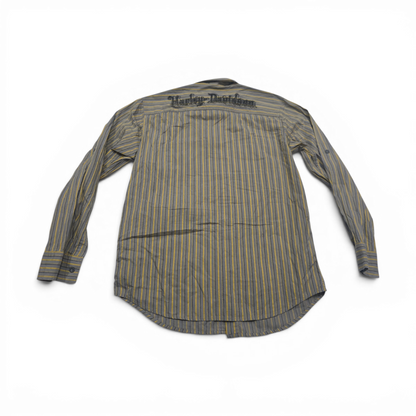 Camisa Harley Davidson Mediana M Lineas Gris Y Amarillo