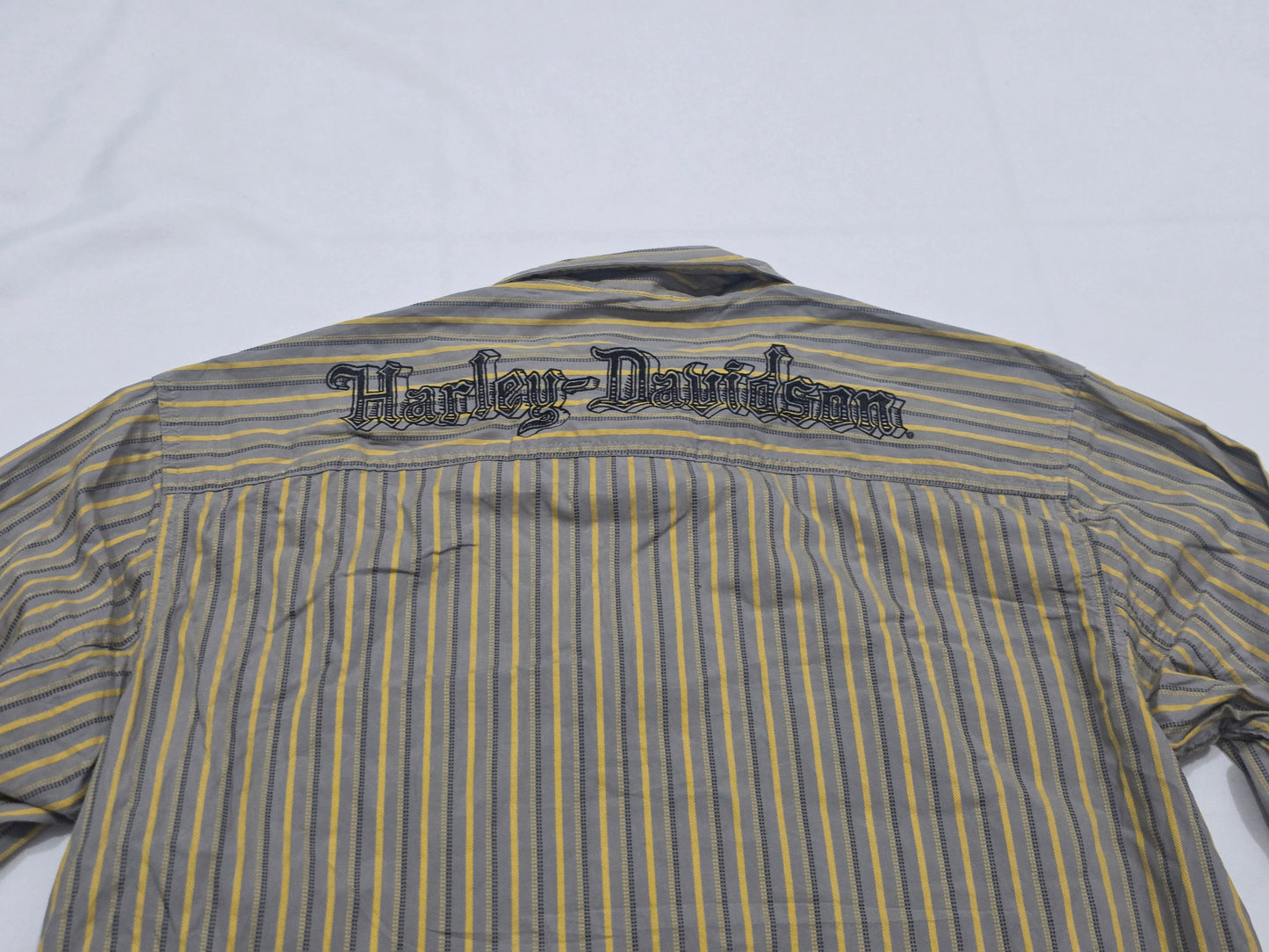 Camisa Harley Davidson Mediana M Lineas Gris Y Amarillo