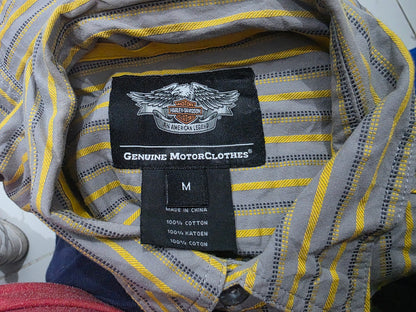 Camisa Harley Davidson Mediana M Lineas Gris Y Amarillo