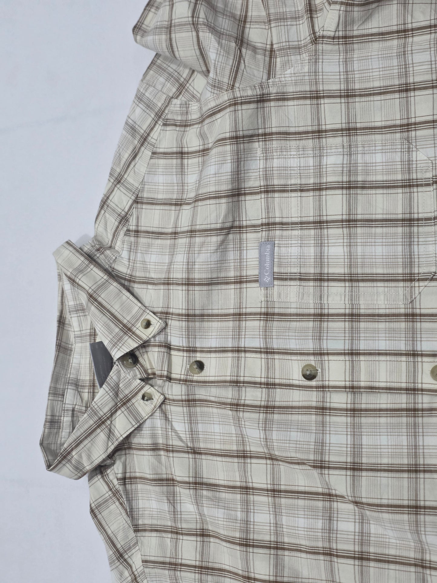 Camisa Columbia Mediana M Cuadro Beige Y Cafe
