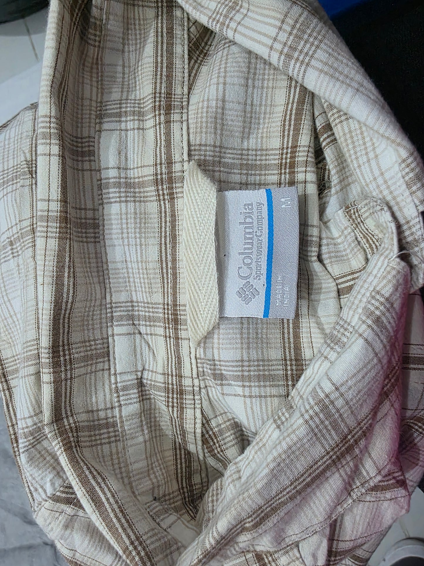 Camisa Columbia Mediana M Cuadro Beige Y Cafe