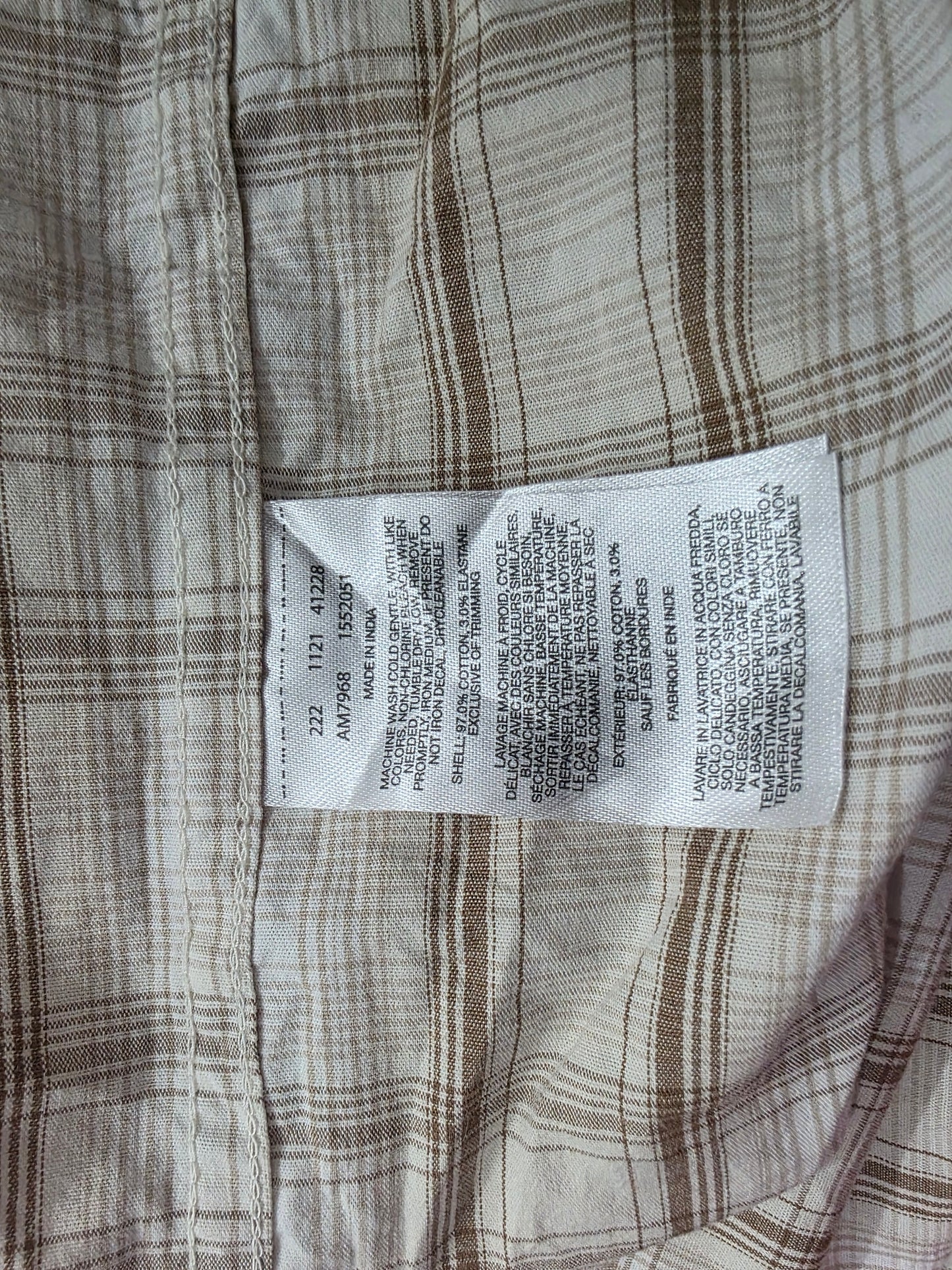 Camisa Columbia Mediana M Cuadro Beige Y Cafe