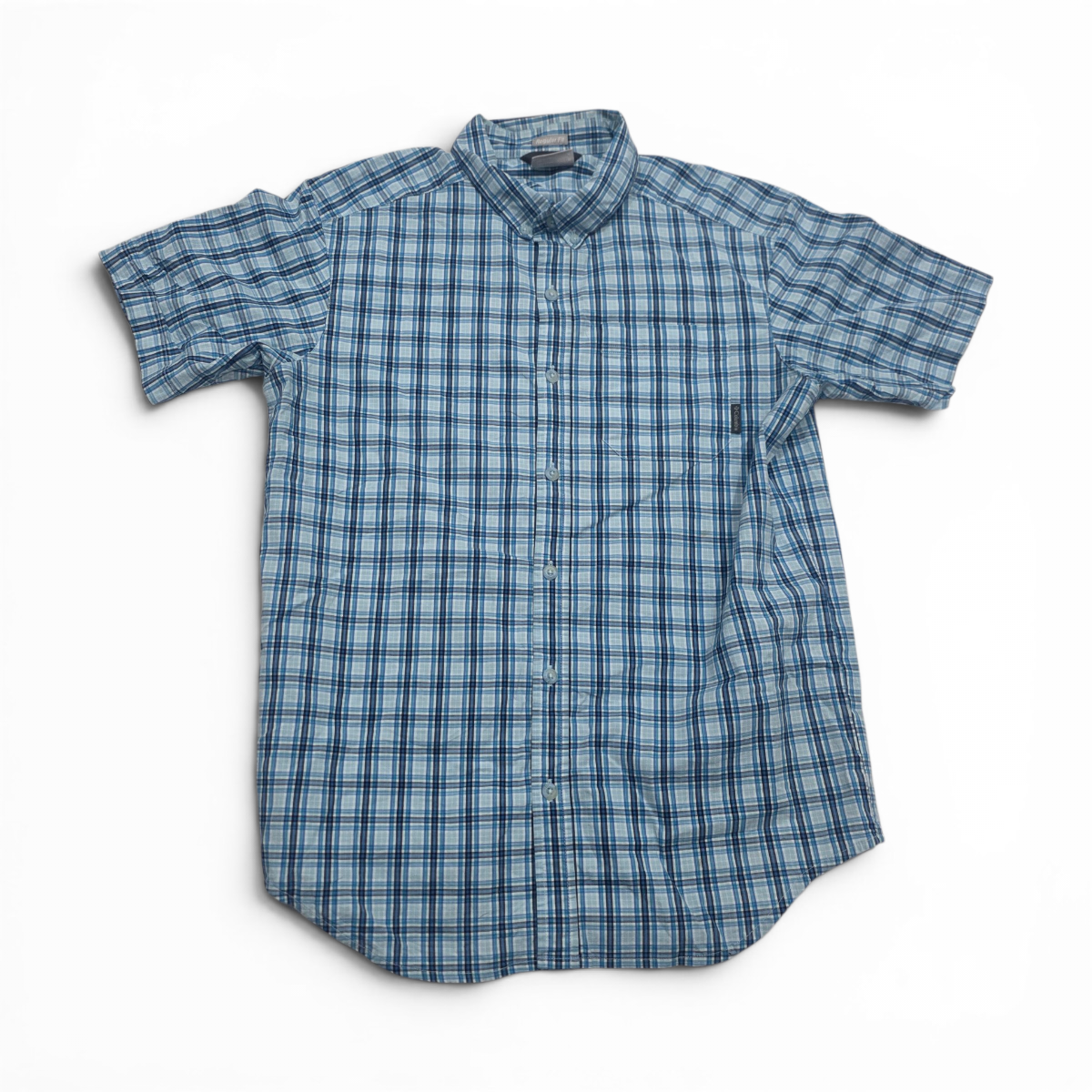 Camisa Columbia Mediana M Cuadro Azul Manga Corta