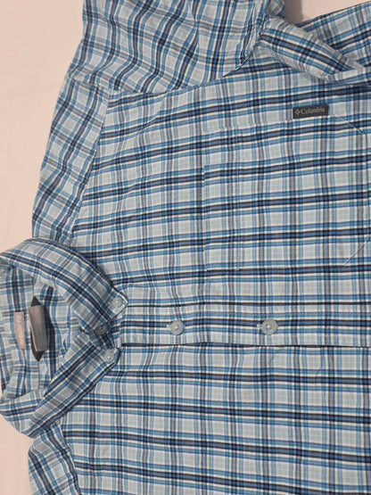 Camisa Columbia Mediana M Cuadro Azul Manga Corta