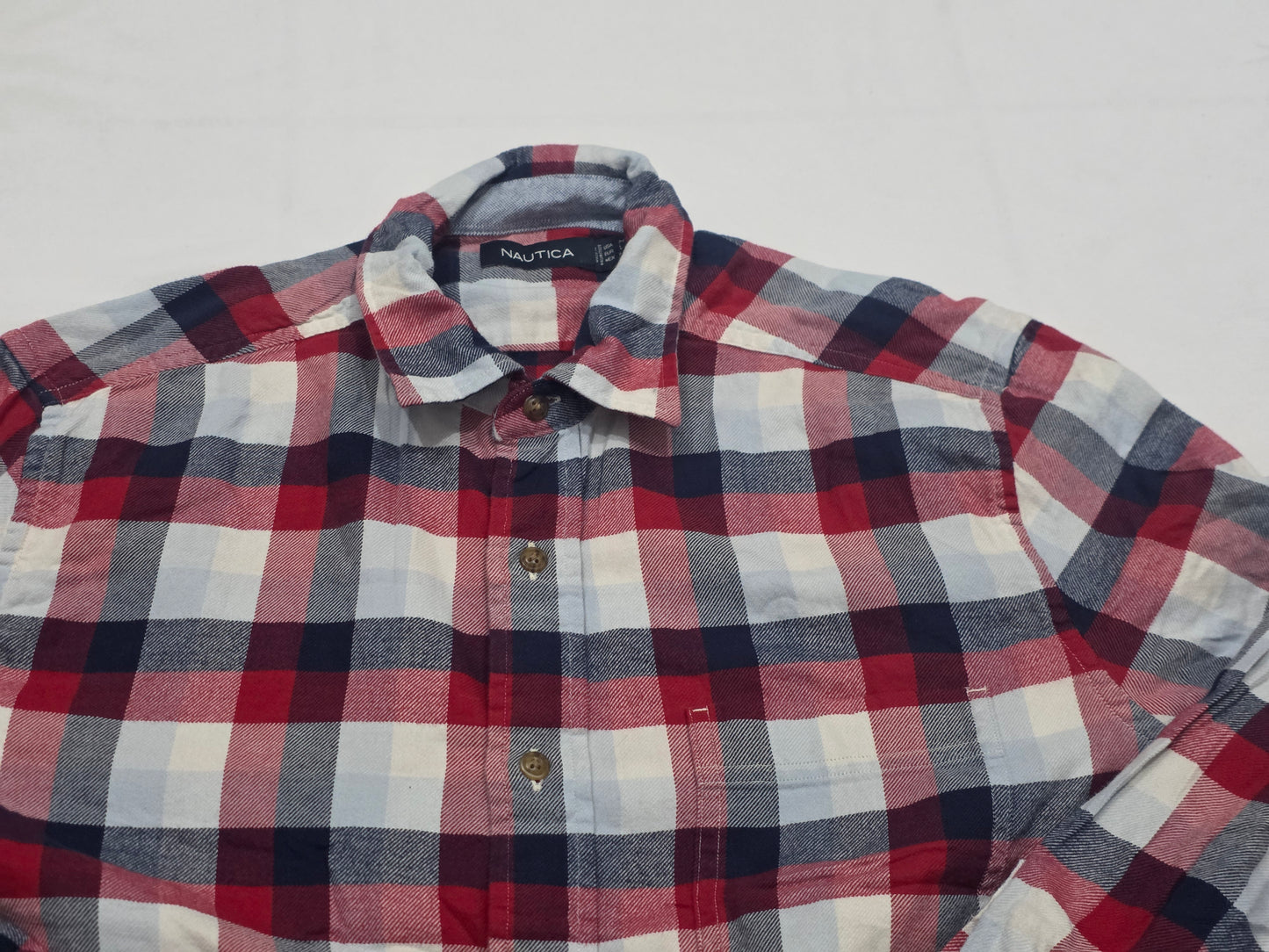 Camisa Nautica Mediana M Cuadro Azul Y Rojo