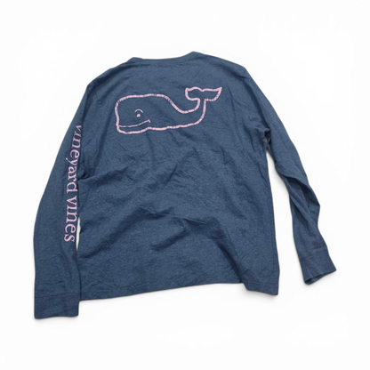 Playera Vineyardvines Medianam Azul Ballena Rosa Manga Larga