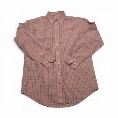 Camisa Brooks Broothers Mediana M Naranja Cuadro Linea Azul
