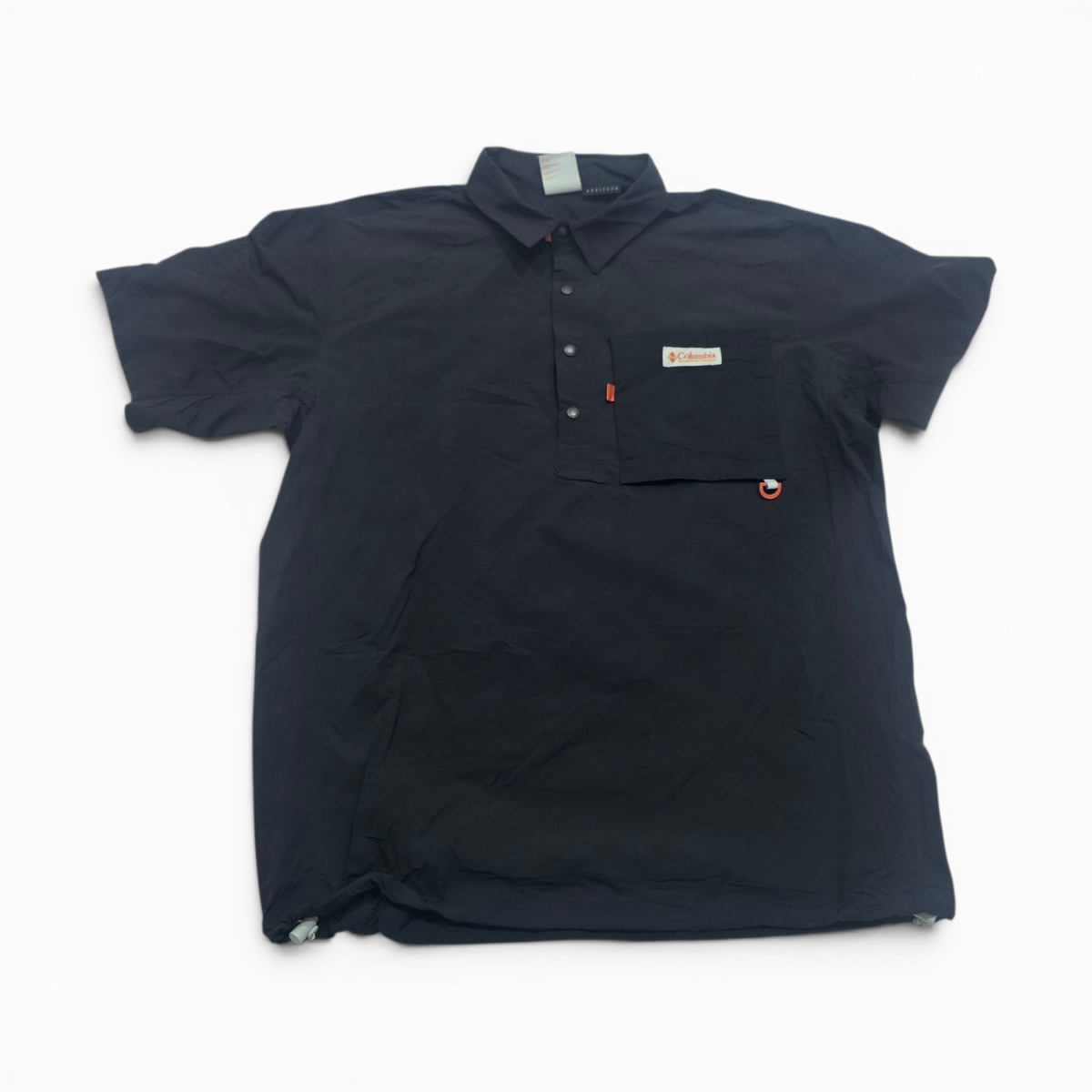 Camisa 3 Botones Columbia Grande L Negra Manga Corta