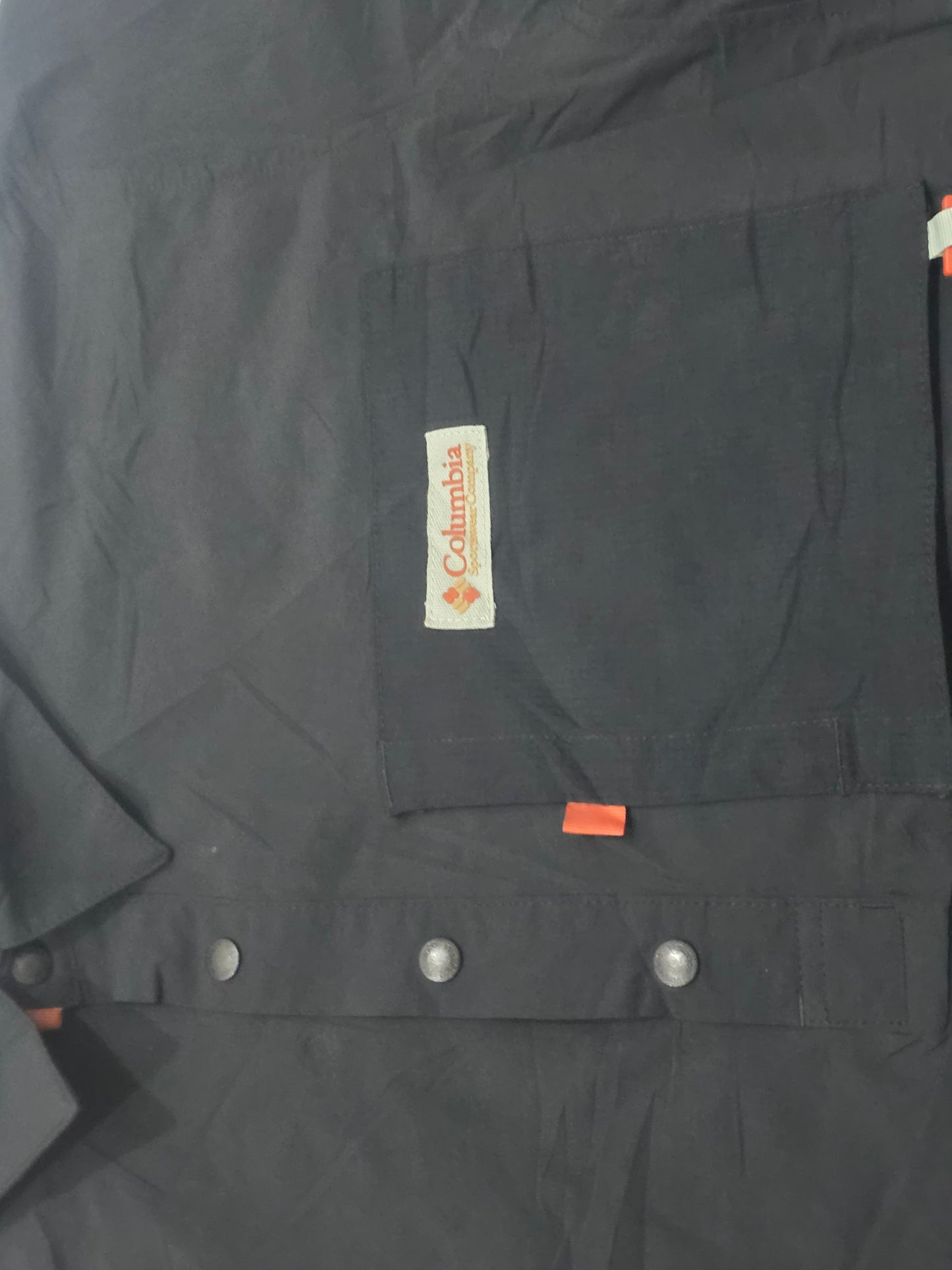 Camisa 3 Botones Columbia Grande L Negra Manga Corta