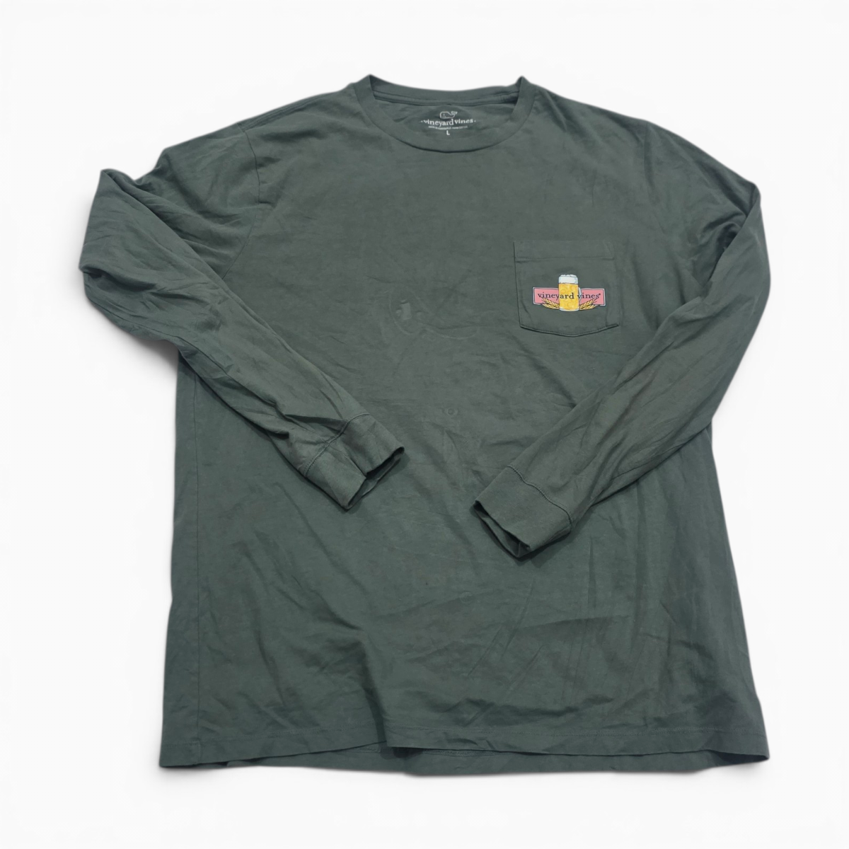 Playera Vineyard Vines Grande L Verde Manga Larga
