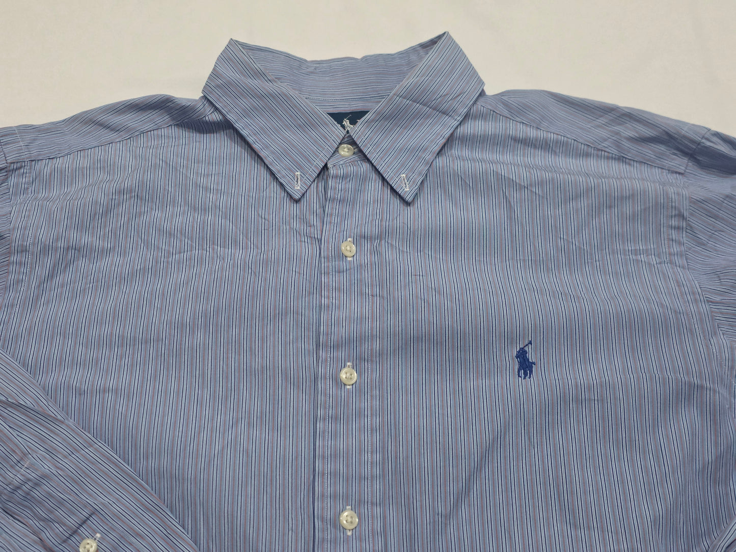 Camisa Ralph Lauren Grande L Azul Y Coral Lineas