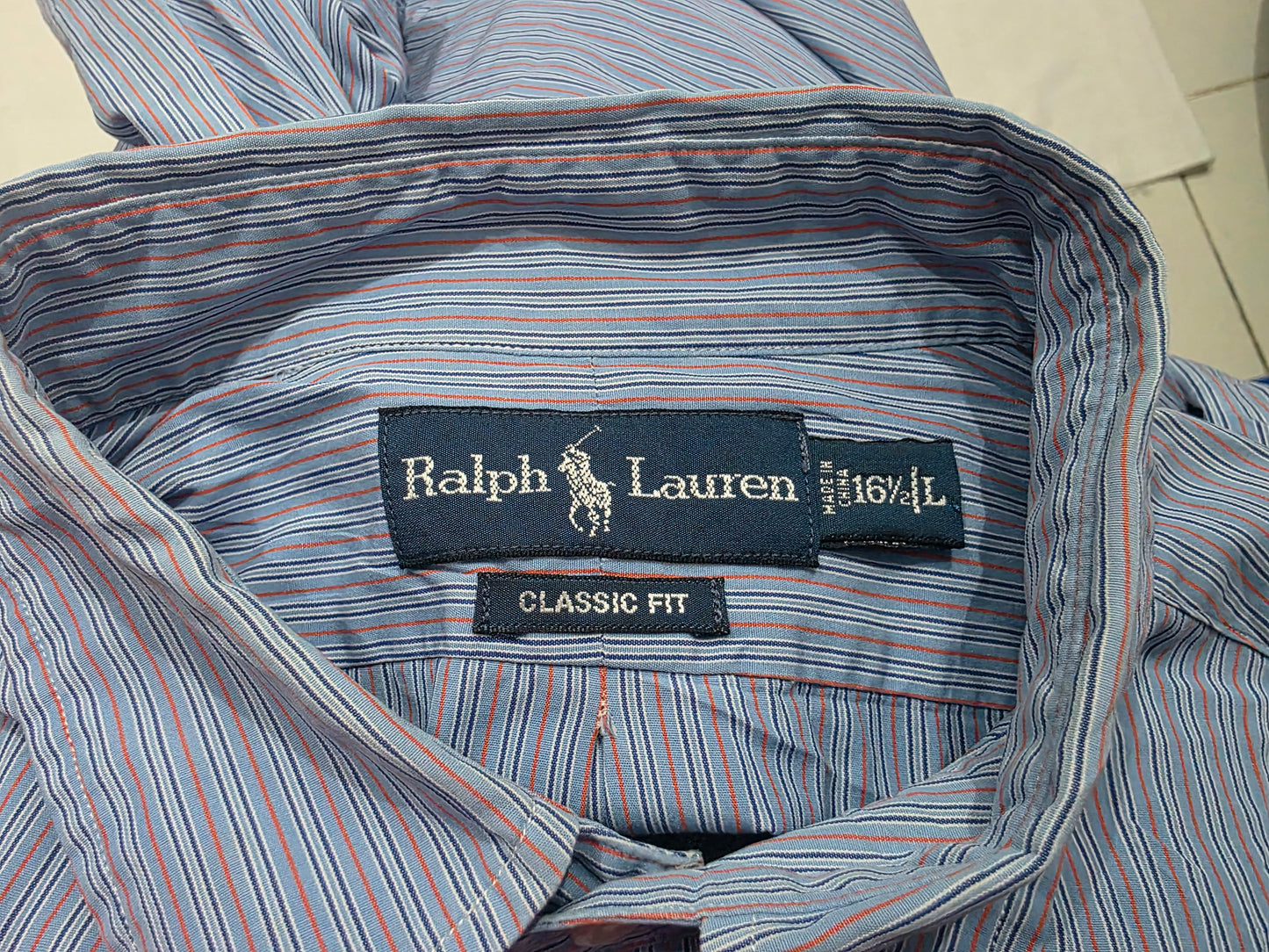 Camisa Ralph Lauren Grande L Azul Y Coral Lineas