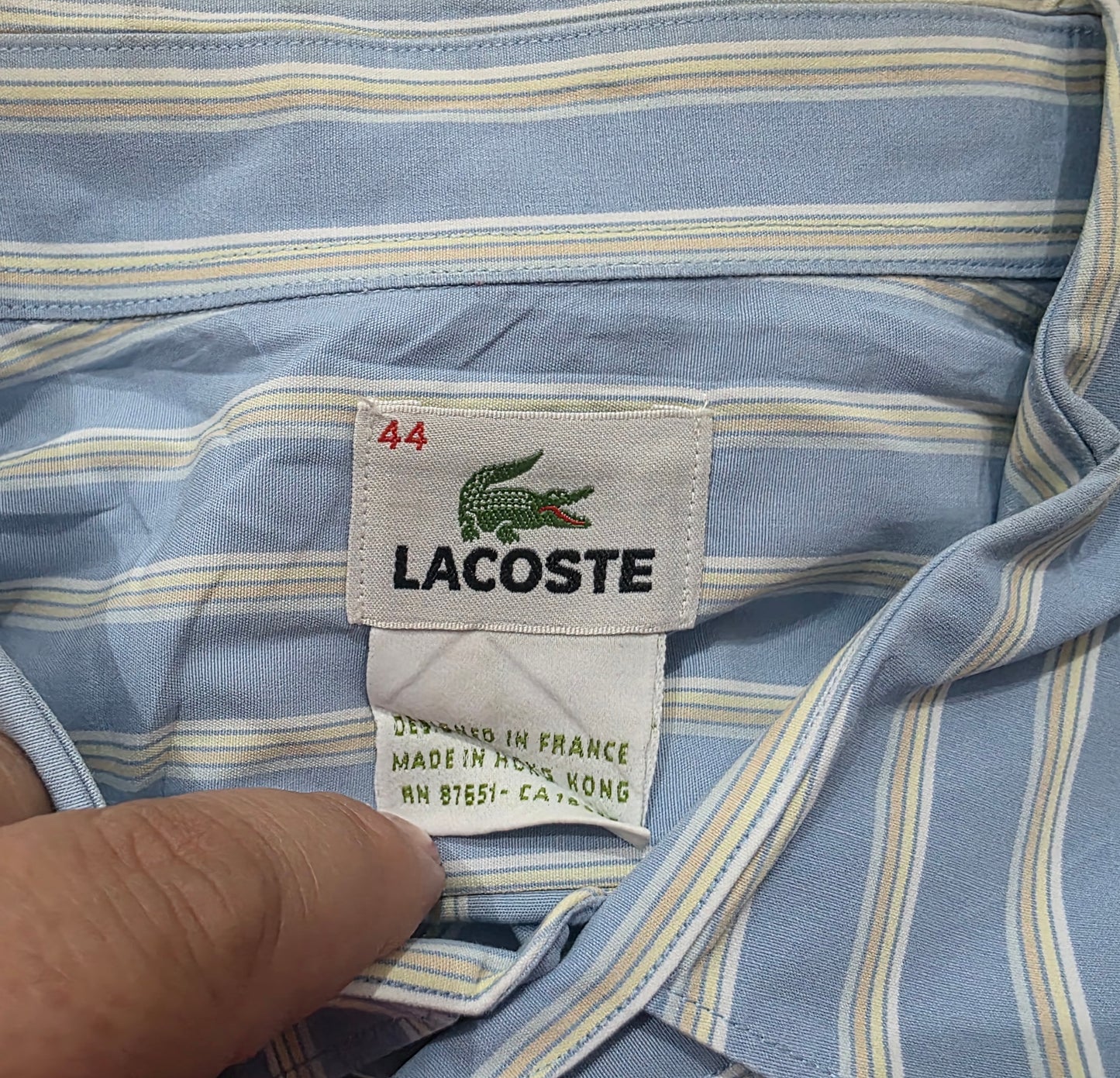 Camisa Lacoste Xgrande Xl Fr 44 Azul Lineas