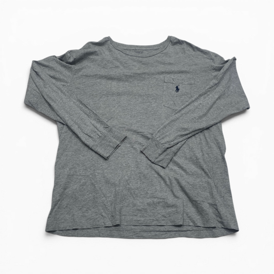 Playera Ralph Lauren Grande L Gris Manga Larga Pony Azul