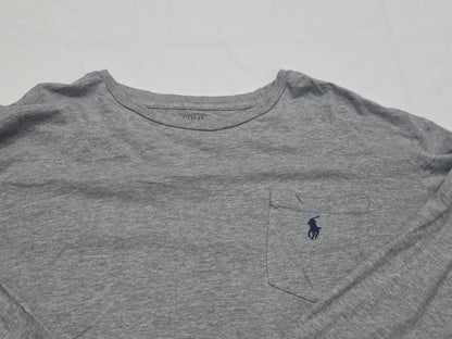 Playera Ralph Lauren Grande L Gris Manga Larga Pony Azul