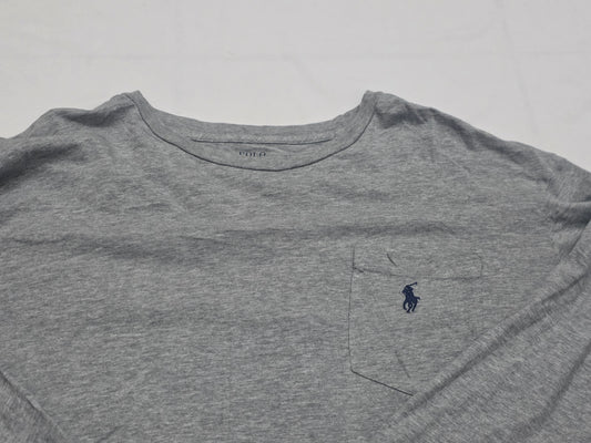 Playera Ralph Lauren Grande L Gris Manga Larga Pony Azul