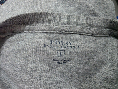 Playera Ralph Lauren Grande L Gris Manga Larga Pony Azul