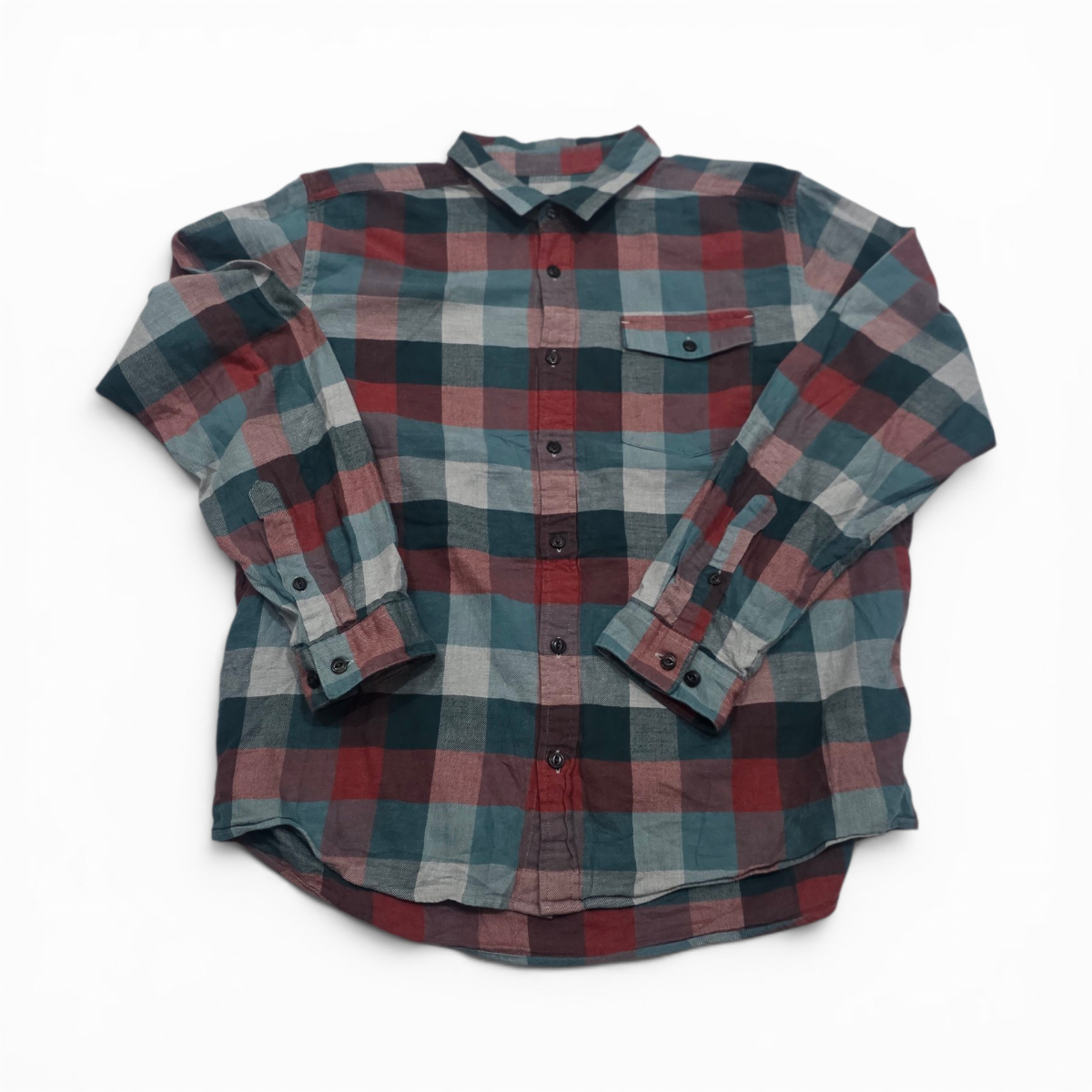 Camisa Patagonia Grande L Verde Y Rojo Cuadro Franela