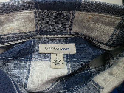 Camisa Calvin Klein Grande Azul Y Blanco Cuadro