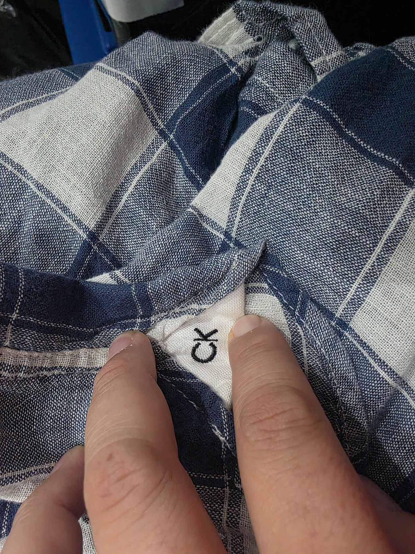 Camisa Calvin Klein Grande Azul Y Blanco Cuadro