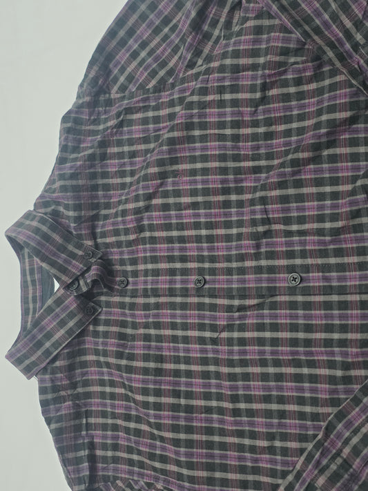 Camisa Calvin Klein Grande L Cuadro Morado Y Negro