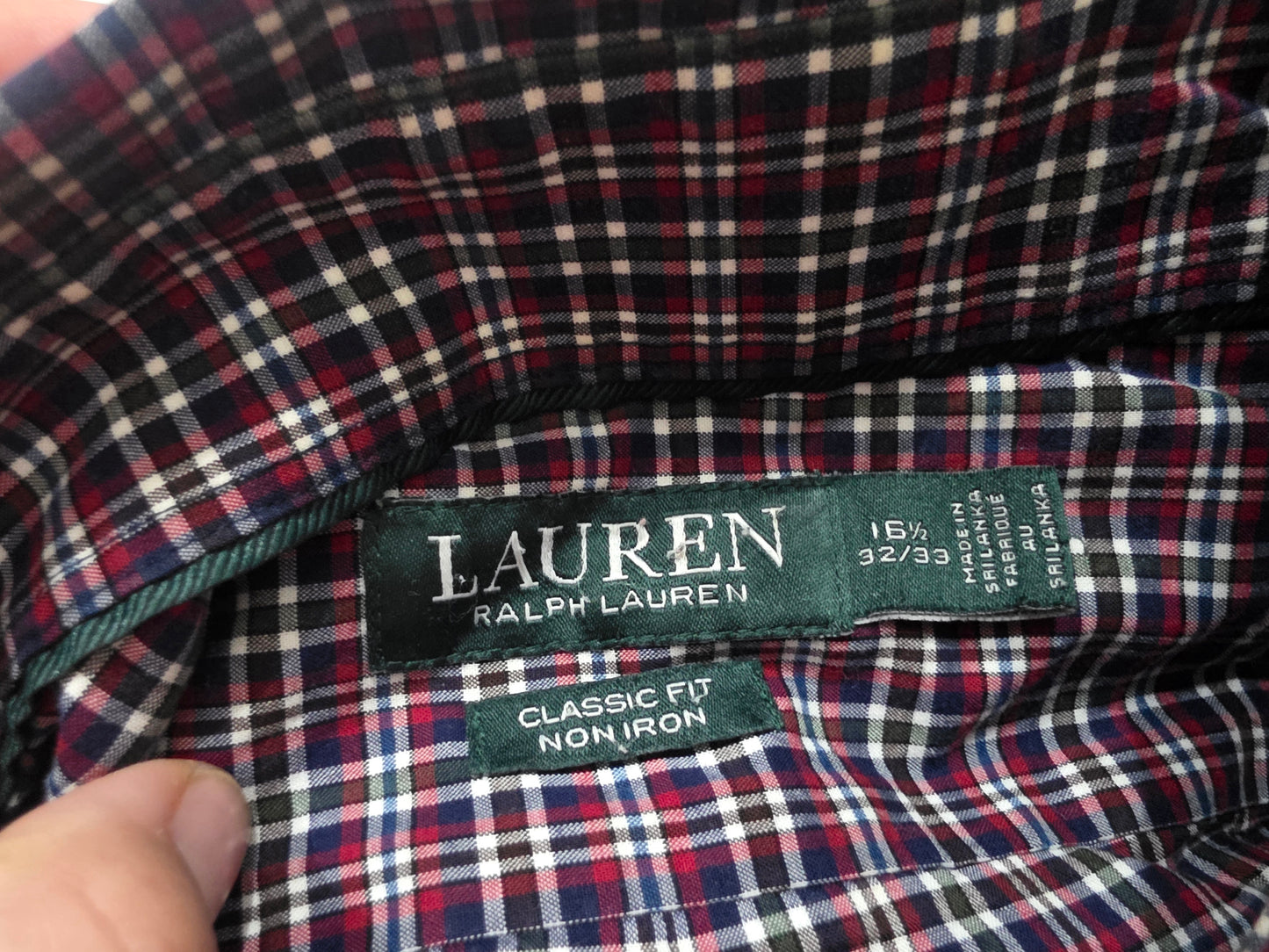 Camisa Ralph Lauren Grande L Cuadro Azul, Vino Y Verde