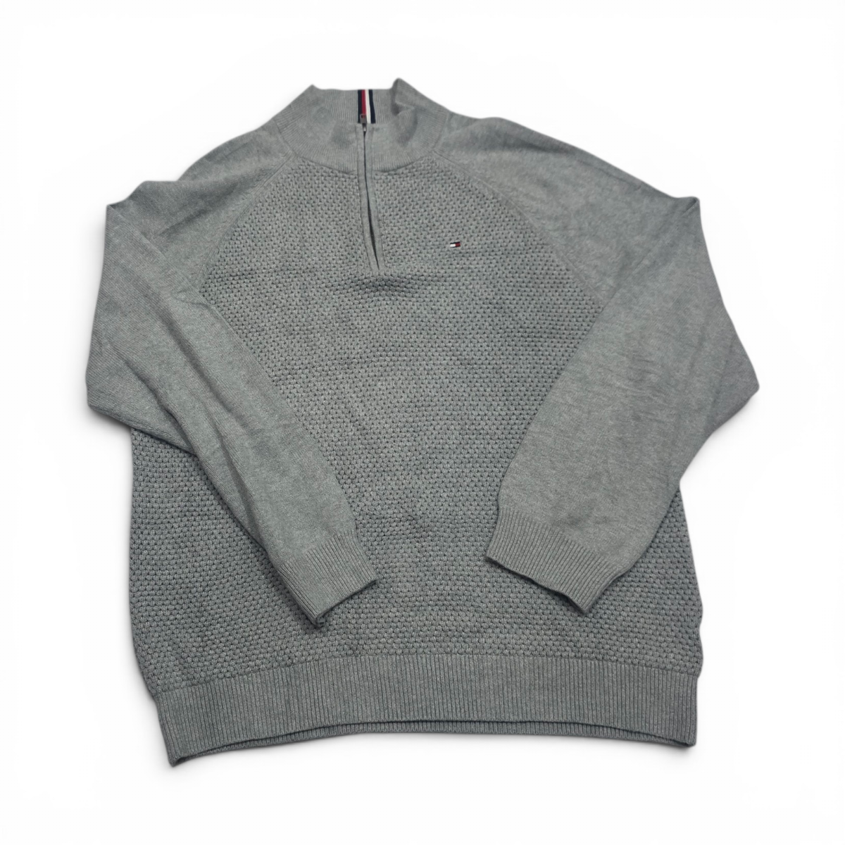 Sueter Cierre Corto Tommy Hilfiger Xgrande Xl Gris Claro