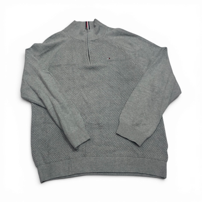 Sueter Cierre Corto Tommy Hilfiger Xgrande Xl Gris Claro