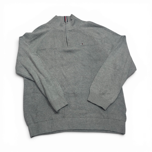 Sueter Cierre Corto Tommy Hilfiger Xgrande Xl Gris Claro