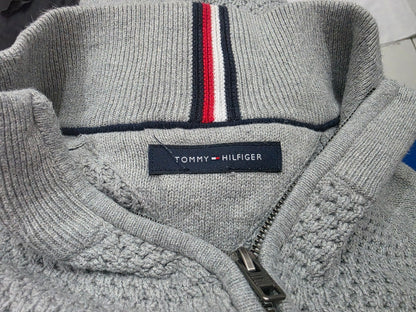 Sueter Cierre Corto Tommy Hilfiger Xgrande Xl Gris Claro