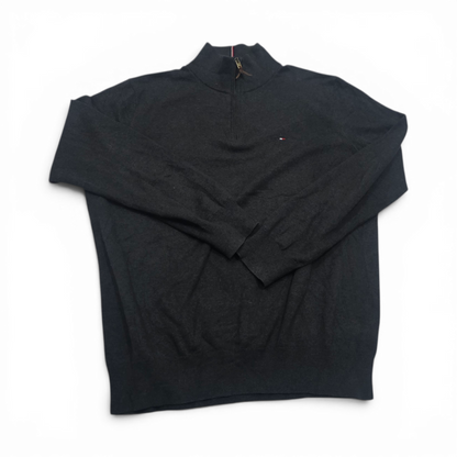 Sueter Cierre Corto Tommy Hilfiger Xgrande Xl Gris Oscuro