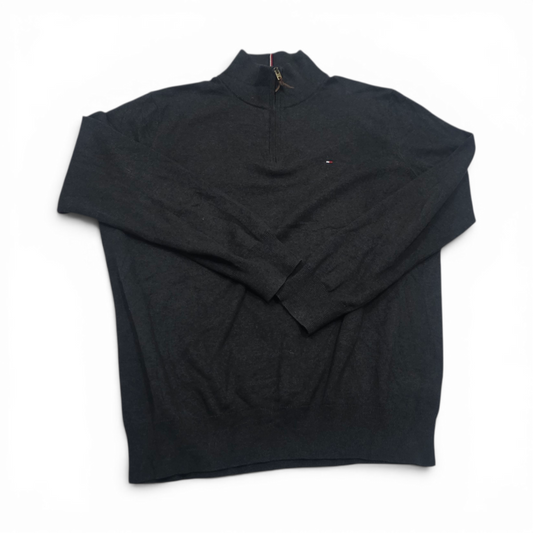 Sueter Cierre Corto Tommy Hilfiger Xgrande Xl Gris Oscuro