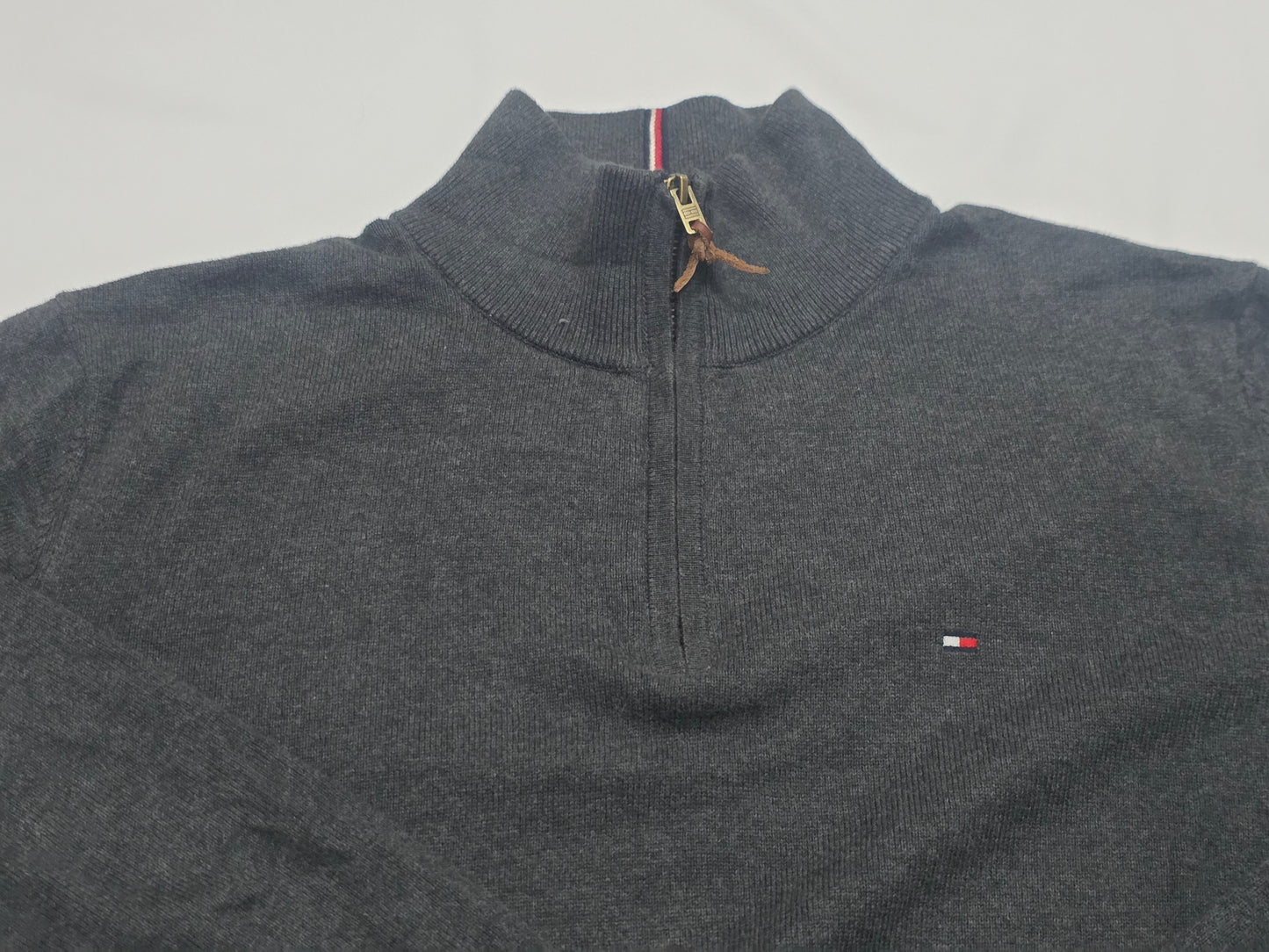 Sueter Cierre Corto Tommy Hilfiger Xgrande Xl Gris Oscuro