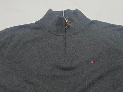 Sueter Cierre Corto Tommy Hilfiger Xgrande Xl Gris Oscuro