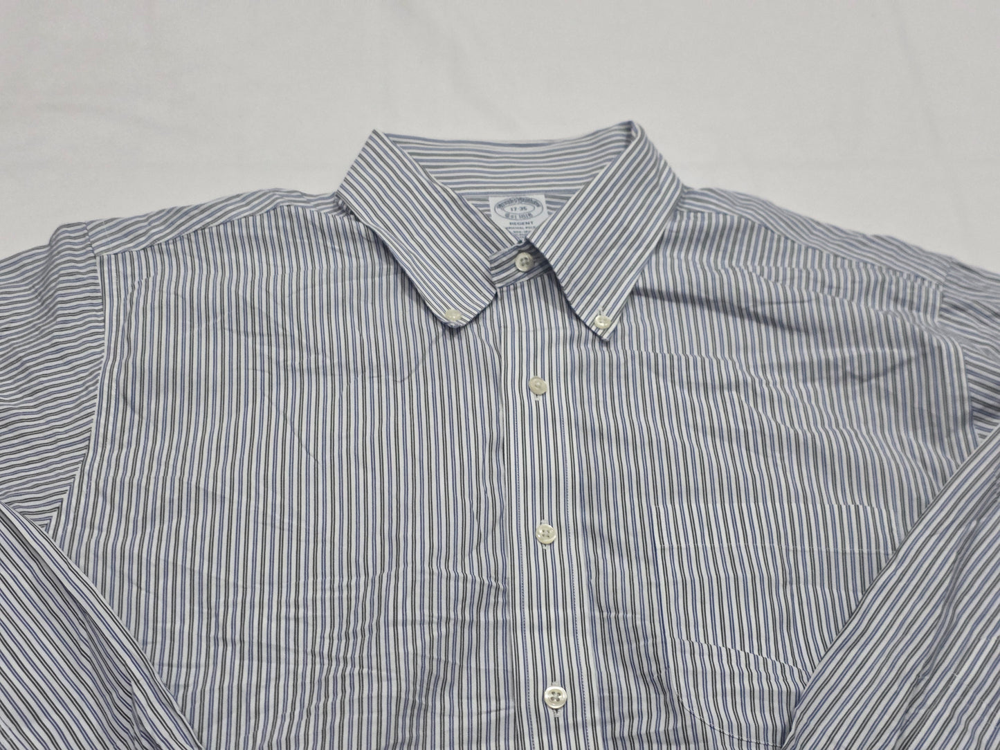 Camisa Brooks Brothers Xl 17 /35 Blanco Linea Azul Y Verde