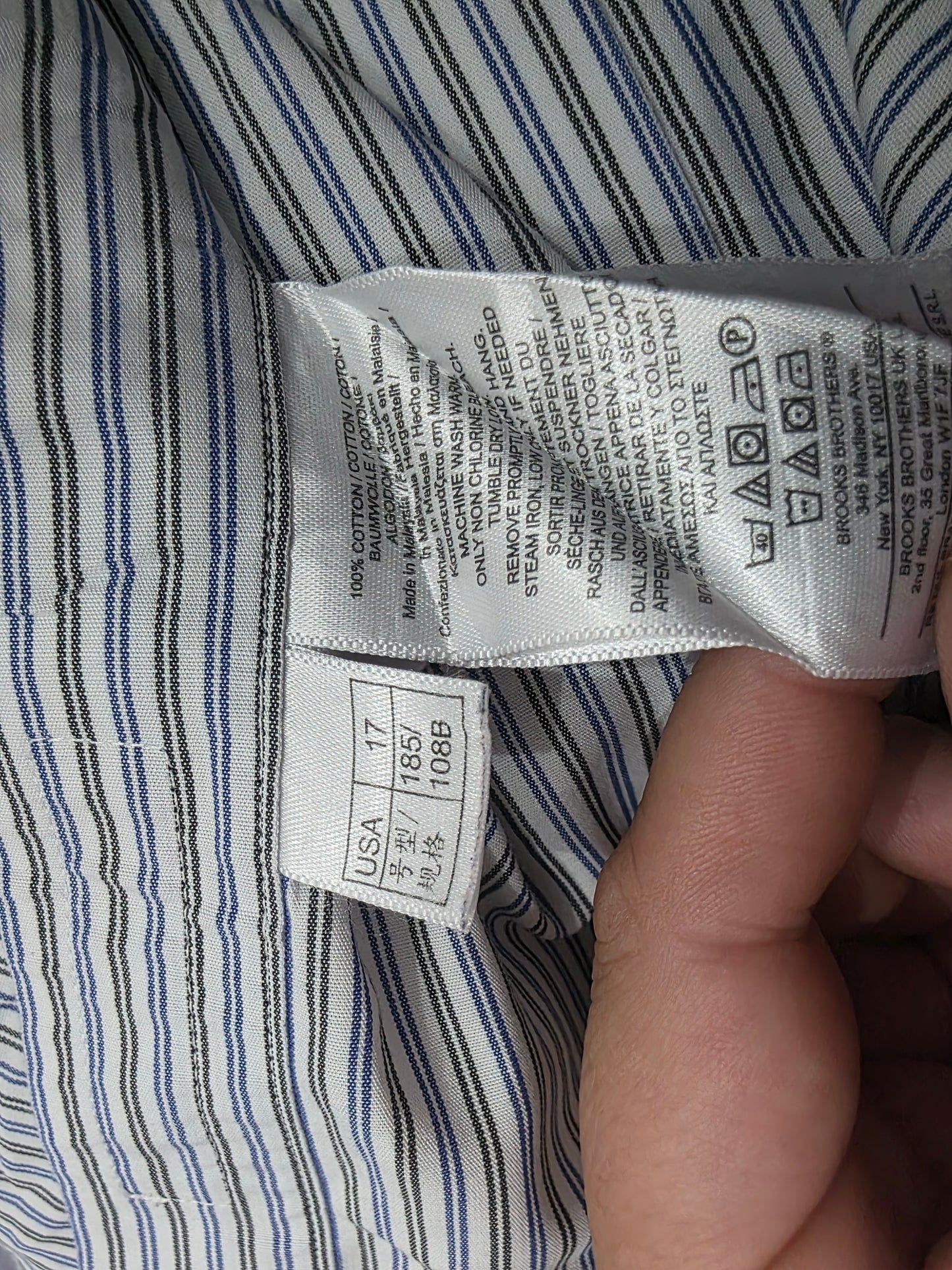 Camisa Brooks Brothers Xl 17 /35 Blanco Linea Azul Y Verde