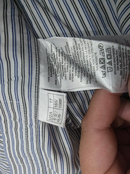 Camisa Brooks Brothers Xl 17 /35 Blanco Linea Azul Y Verde