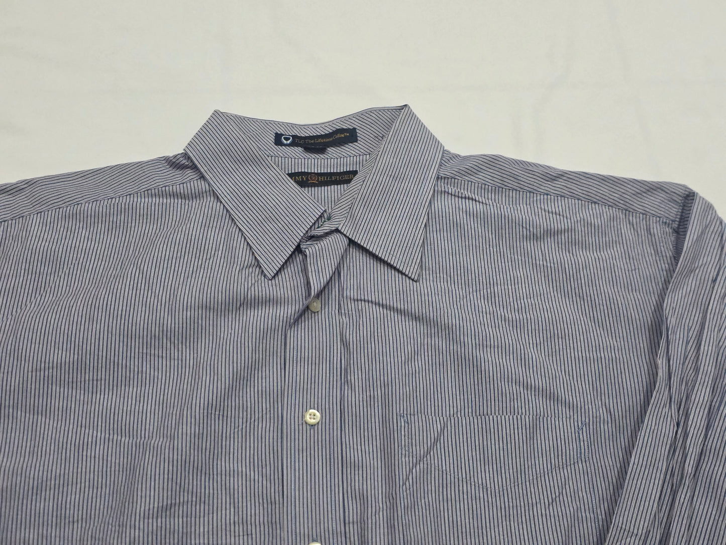 Camisa Tommy Hilfiger Xgrande Xl Lineas Azul Y Blanca