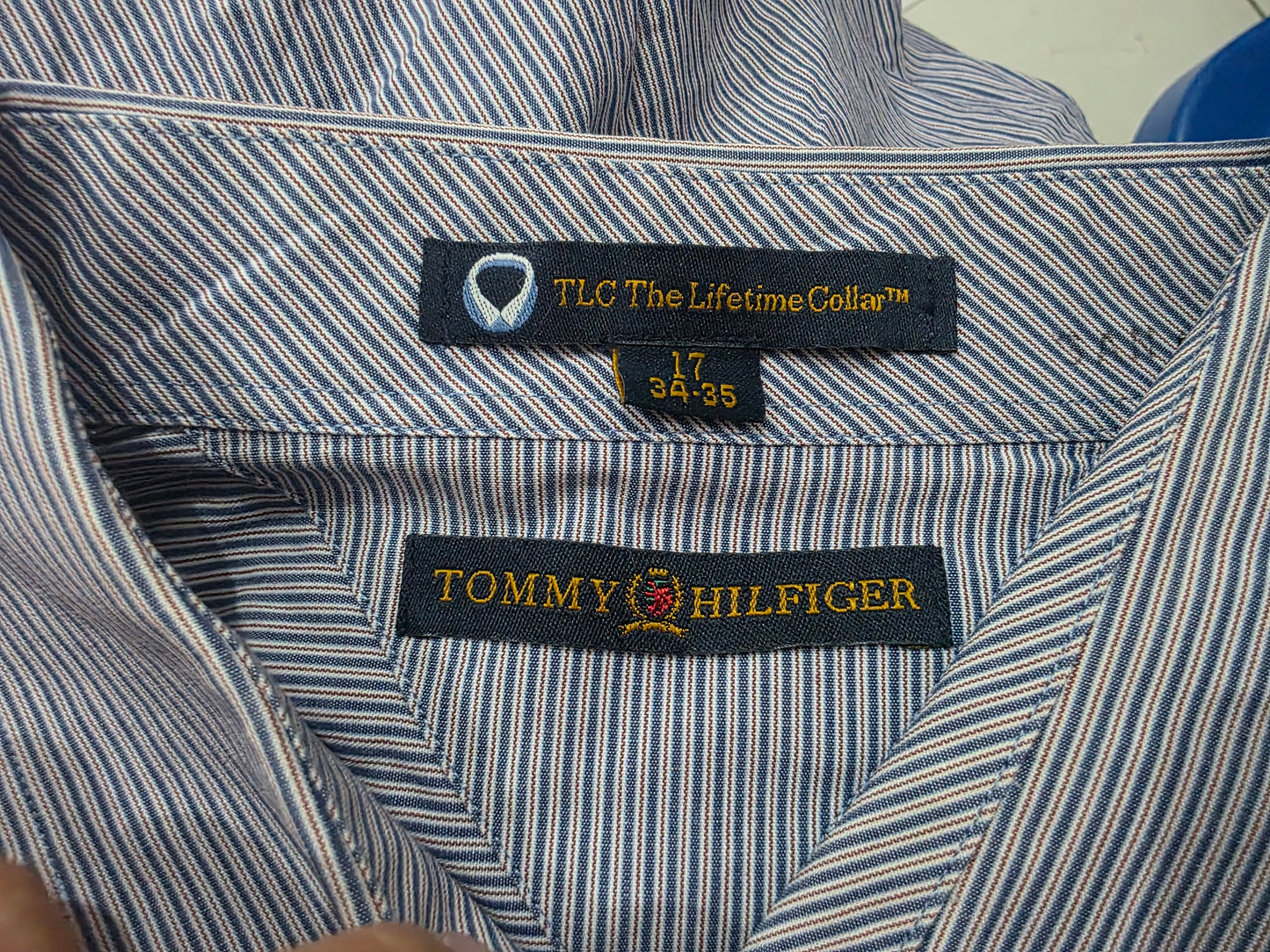 Camisa Tommy Hilfiger Xgrande Xl Lineas Azul Y Blanca